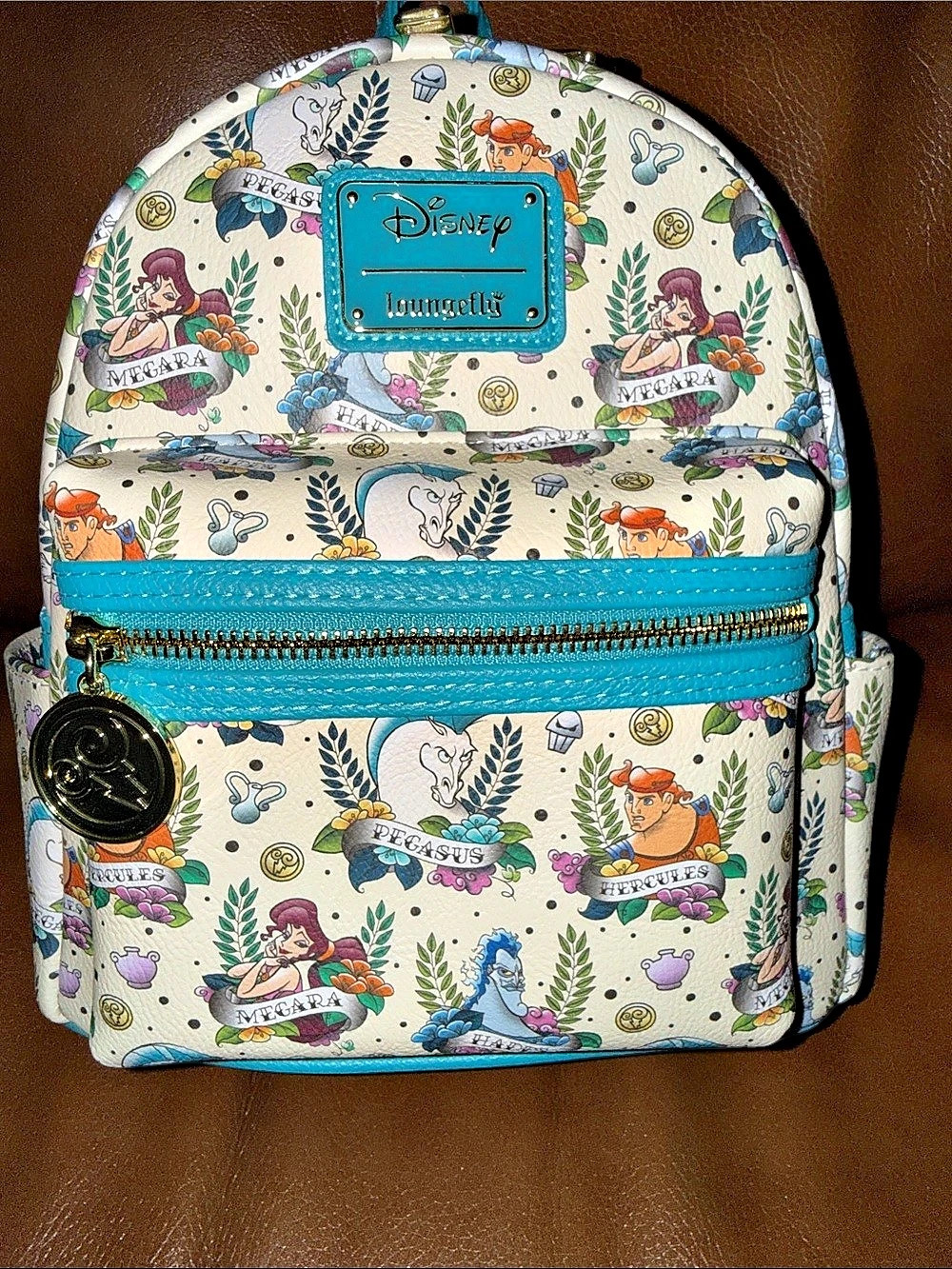 Loungefly Disney Hercules Tattoo All Over Print Mini Backpack Mini Backpack Blue